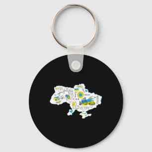 Map Ukraine - Ukrainian National Emblem - Ukrainia Key Ring