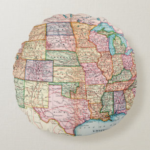 Map: United States, 1905 Round Cushion