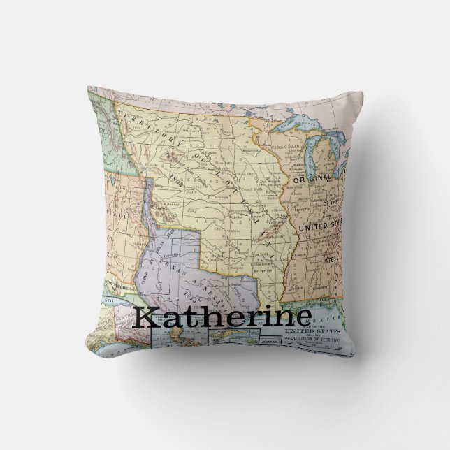 Map: US Expansion, 1905 Cushion (Front)