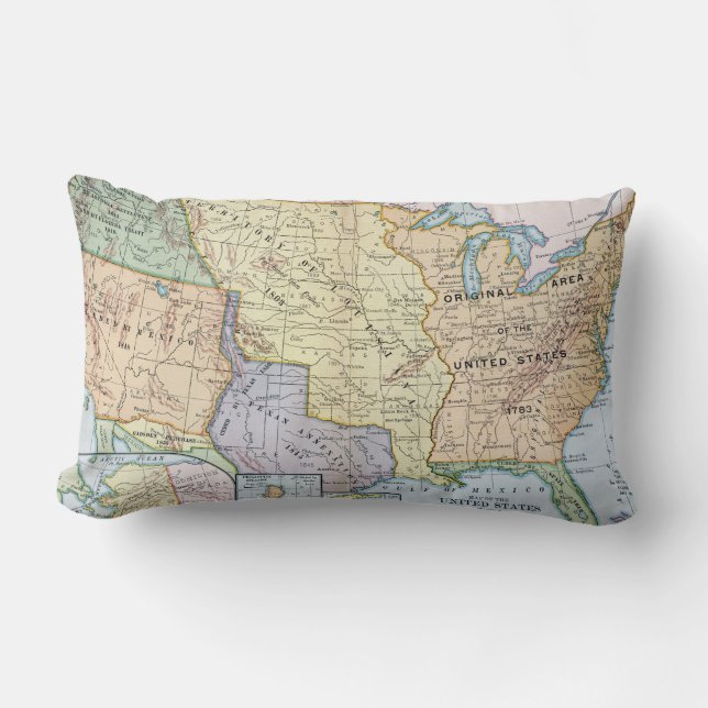 Map: US Expansion, 1905 Lumbar Cushion (Front)