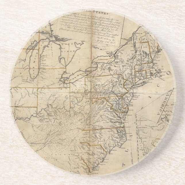 MAP: USA, 1783 COASTER (Front)