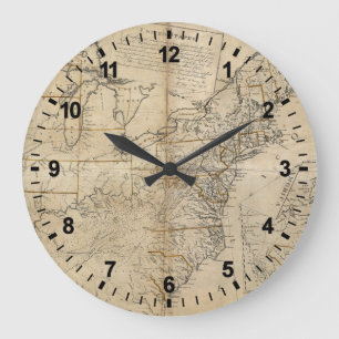 MAP: USA, 1783 LARGE CLOCK