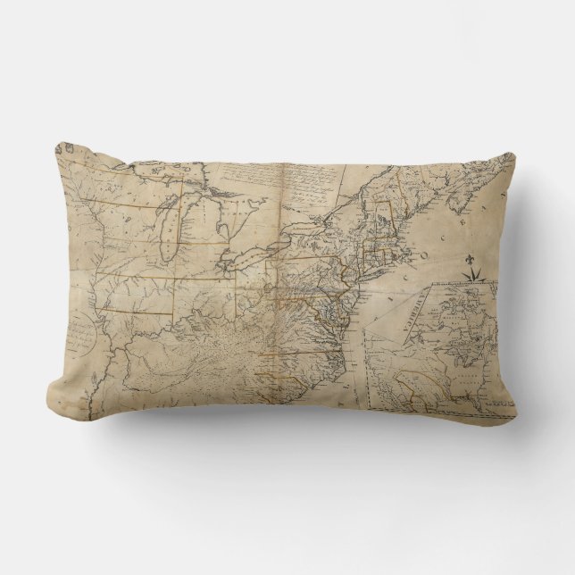 MAP: USA, 1783 LUMBAR CUSHION (Front)