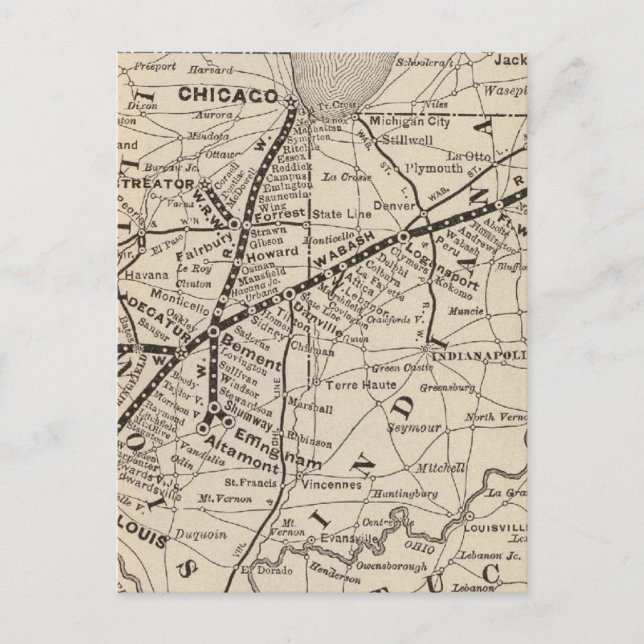 Map Wabash Railway Postcard (Front)