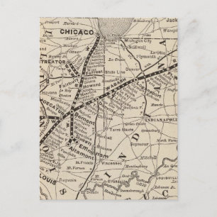 Map Wabash Railway Postcard