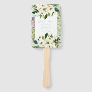 Map with Flowers Travel Theme Wedding or Party Hand Fan