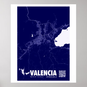 Mapa de Valencia - Venezuela Travel City Map Poster