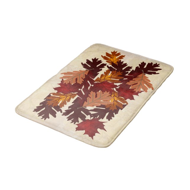 Maple and Oak Foliage Leaves Autumn Colours Bath Mat (Angled)