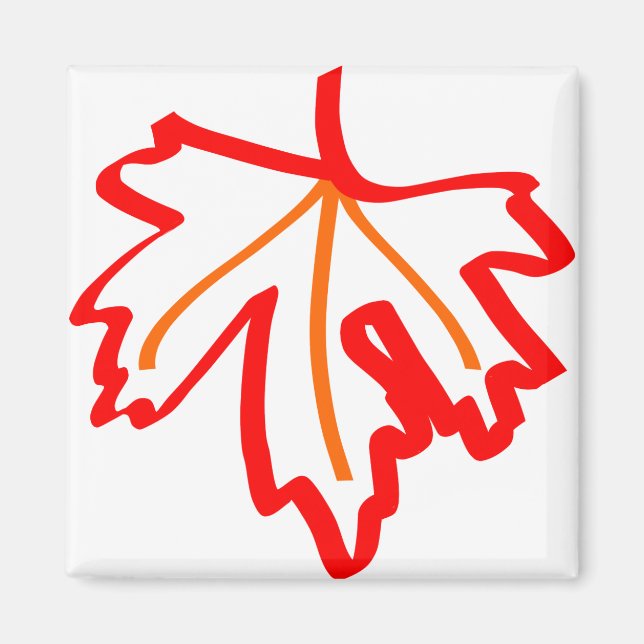 Maple Autumn Fall Leaf Orange Red Magnet (Front)