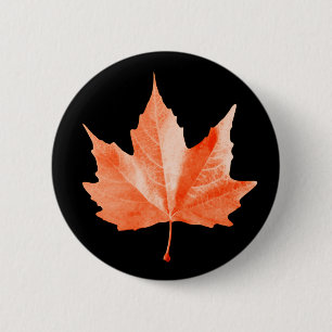 Maple autumn leaf 6 cm round badge
