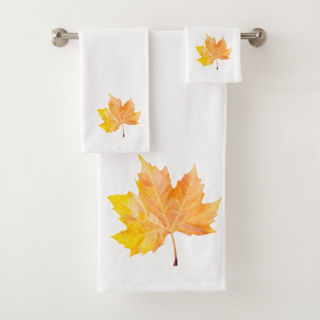 Maple autumn leaf bath towel set (Insitu)