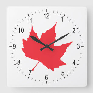Maple autumn leaf square wall clock