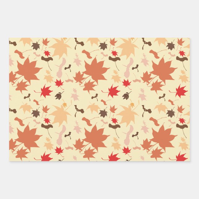 Maple autumn leaves wrapping paper sheet (Front)