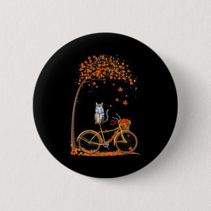 Maple Cat Bike Leaf Fall Hello Autumn Fun 6 Cm Round Badge