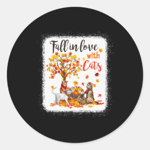 Maple Cat Leaf Fall Hello Autumn Bicycle Classic Round Sticker