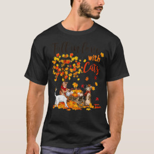 Maple Cat Leaf Fall Hello Autumn Bicycle Gift Kitt T-Shirt