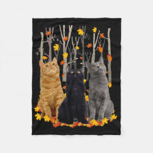 Maple Cat Leaf Fall Hello Autumn Fun Kitty Fleece Blanket