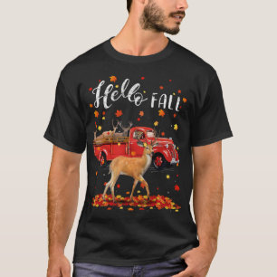 Maple Deer Leaf Fall Autumn Red Truck T-Shirt