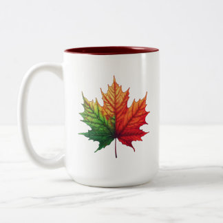 Maple Fall Leaf Large Two-Tone Coffee Mug