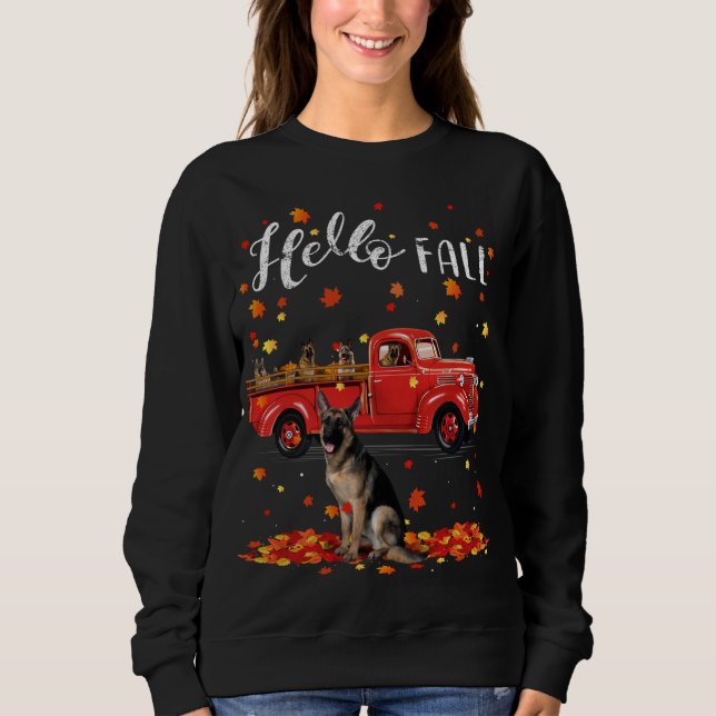 Maple German Shepherd Dog Leaf Fall Autumn Red Tru Sweatshirt (Front)