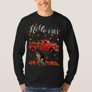 Maple German Shepherd Dog Leaf Fall Autumn Red Tru T-Shirt
