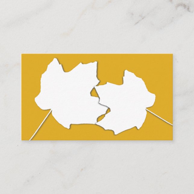 Maple Gold, Two Leaves Blank Wedding Place Cards (Front)