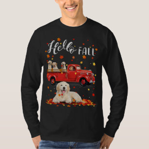 Maple Golden Retriever Dog Leaf Fall Autumn Red Tr T-Shirt