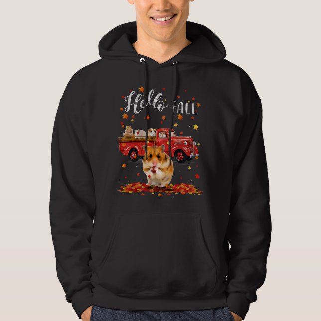 Maple Hamster Leaf Fall Autumn Red Truck Hoodie (Front)