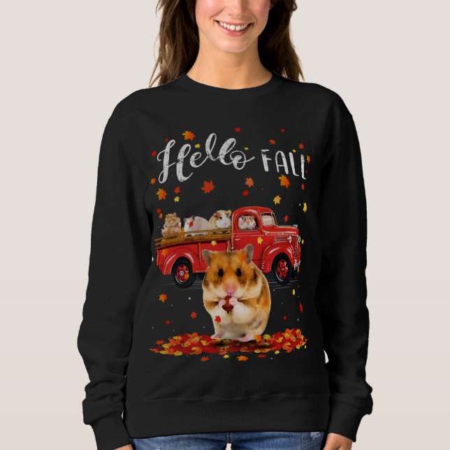 Maple Hamster Leaf Fall Autumn Red Truck Sweatshirt (Front)
