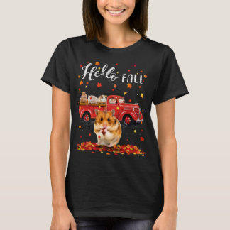 Maple Hamster Leaf Fall Autumn Red Truck T-Shirt