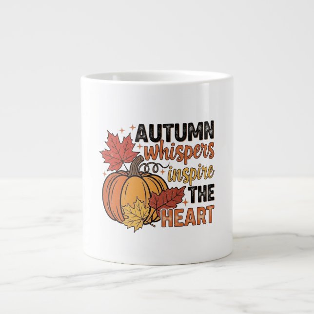 Maple leaf and pumpkin design large coffee mug (Front)