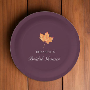 Maple Leaf Autumn Bridal Shower Paper Plate