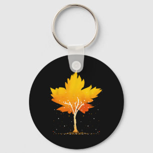 Maple Leaf Autumn Tree Orange Fall Leaves Season Key Ring