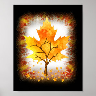 Maple Leaf Autumn Tree Orange Fall Leaves Season Poster