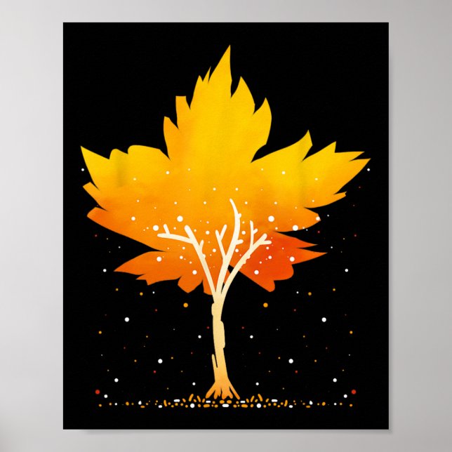 Maple Leaf Autumn Tree Orange Fall Leaves Season  Poster (Front)