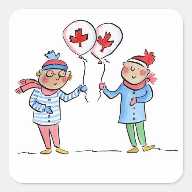 Maple Leaf Balloons Square Sticker (Front)