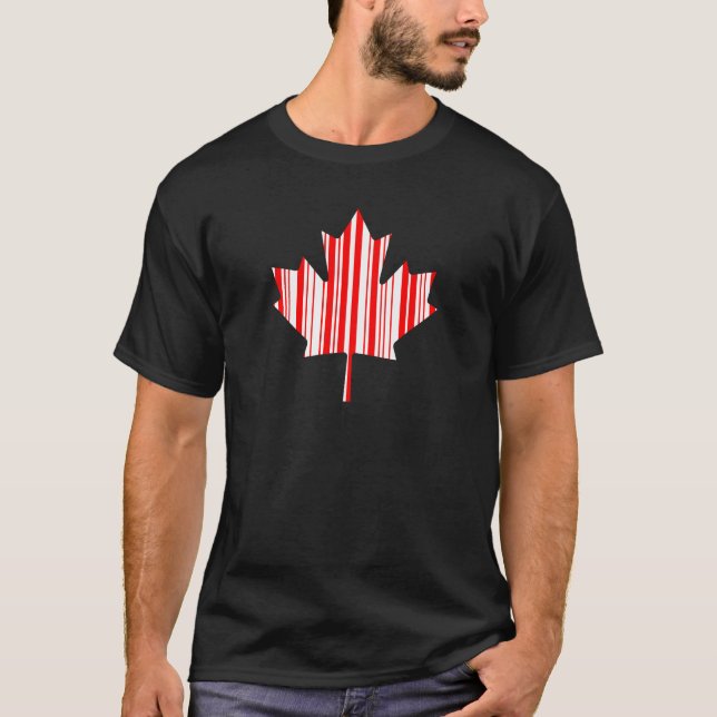 MAPLE LEAF BAR CODE CANADA FLAG Barcode Pattern T-Shirt (Front)