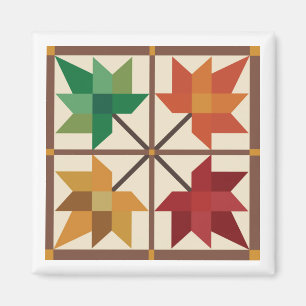 Maple Leaf Barn Quilt Magnet