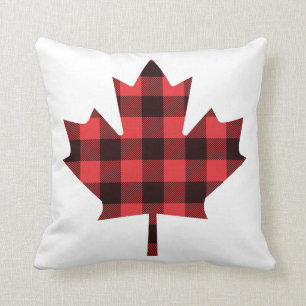 Maple Leaf Buffalo Plaid Check Cushion