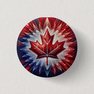 Maple Leaf Canadian Flag Fractal 3 Cm Round Badge