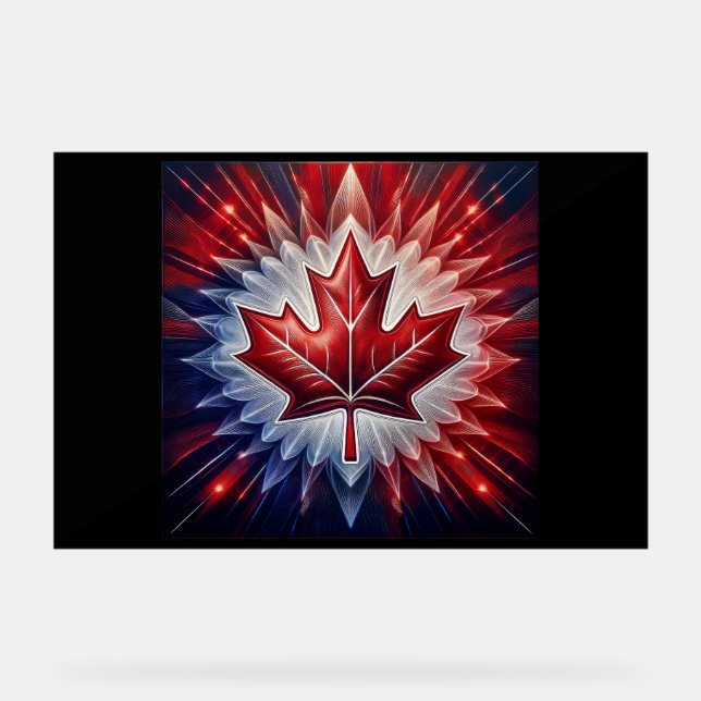 Maple Leaf Canadian Flag Fractal                 Acrylic Sign (Front)