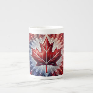 Maple Leaf Canadian Flag Fractal                 Bone China Mug