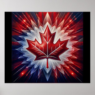 Maple Leaf Canadian Flag Fractal                 Poster