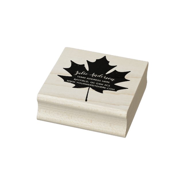 Maple Leaf Canadian Return Address Wood Art Rubber Stamp (Stamp)