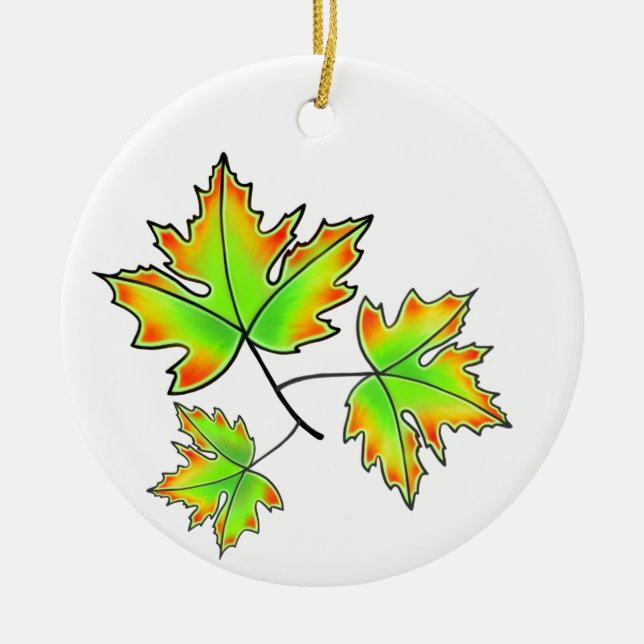 Maple Leaf Ceramic Tree Decoration (Front)