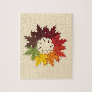 Maple leaf circle jigsaw puzzle