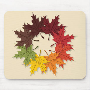 Maple leaf circle mouse pad