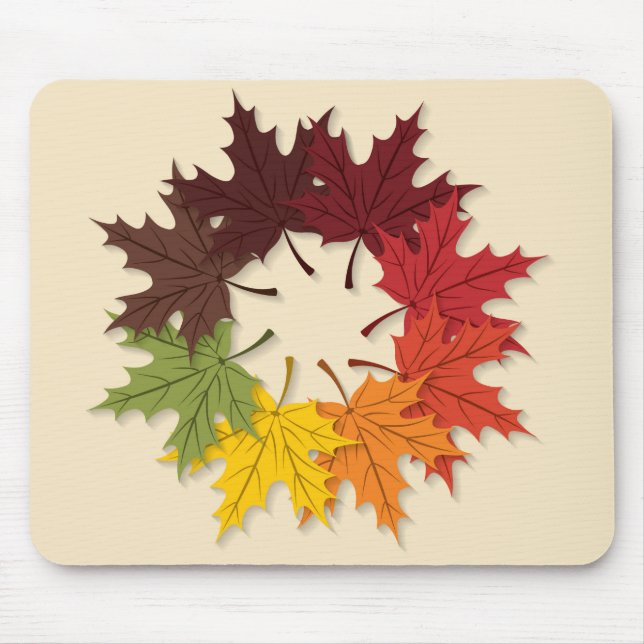 Maple leaf circle mouse pad (Front)