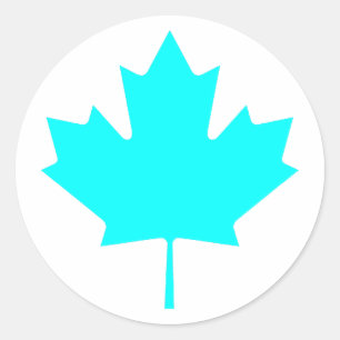 Maple Leaf CyanTransp The MUSEUM Zazzle Gifts Classic Round Sticker