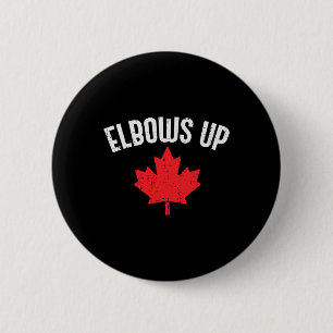 Maple Leaf Elbows Up Canada Funny Canadian Hockey 6 Cm Round Badge